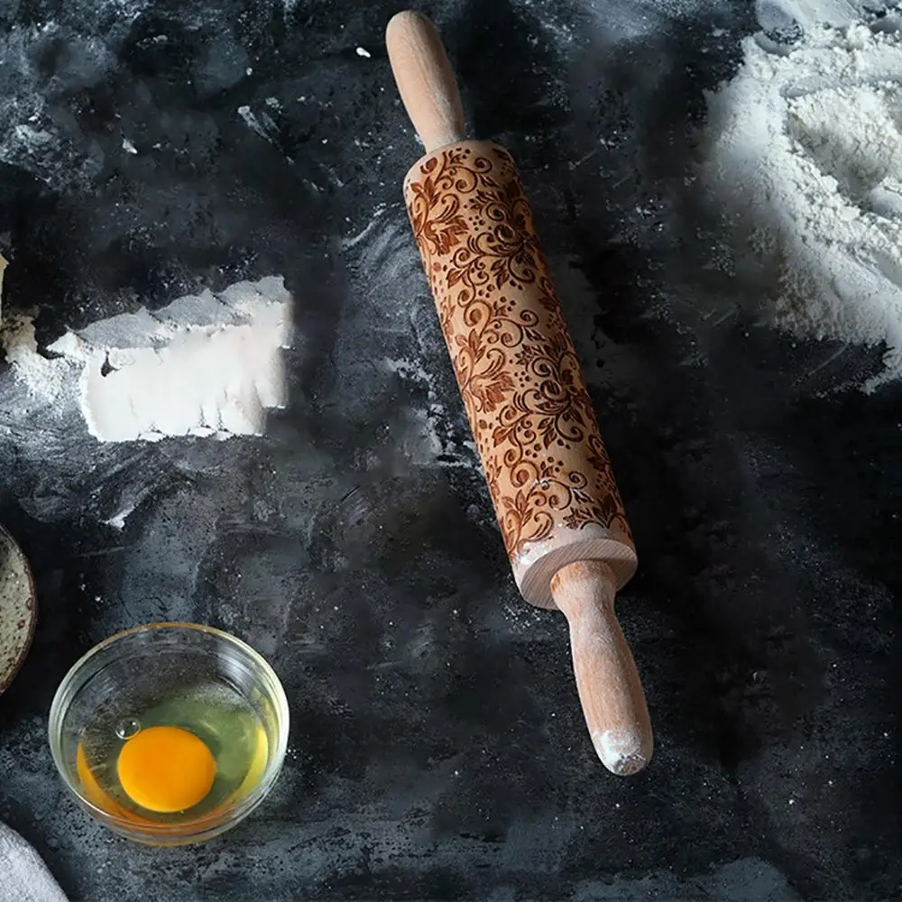 Рождественские тисненые Деревянные Скалки для выпечки печенья торта теста