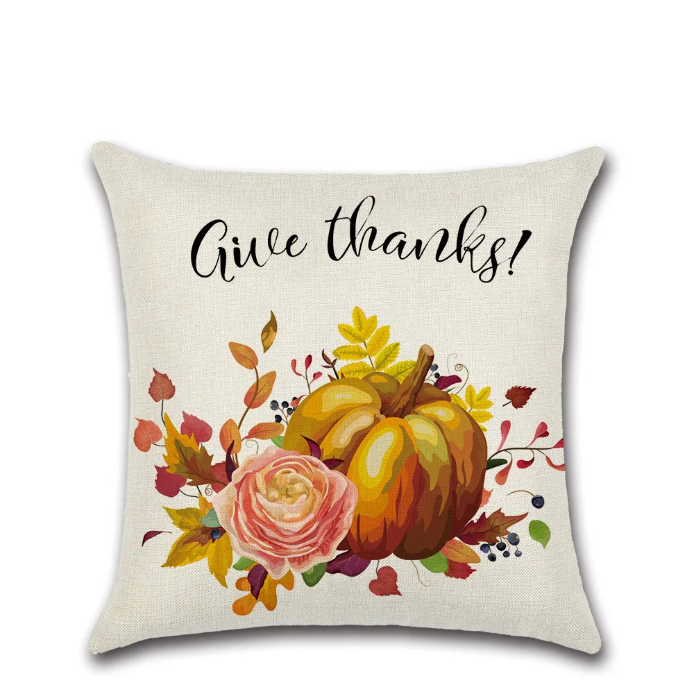 

Pumpkin Linen Pillow Case Pattern Pillowcase Printing Square Pillowcase Home Decoration Car Sofa Cushion Cover