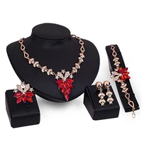 4pcs jewelry set flower design birthday gift durable necklace earrings bracelet ring jewelry set for wedding jewelry set