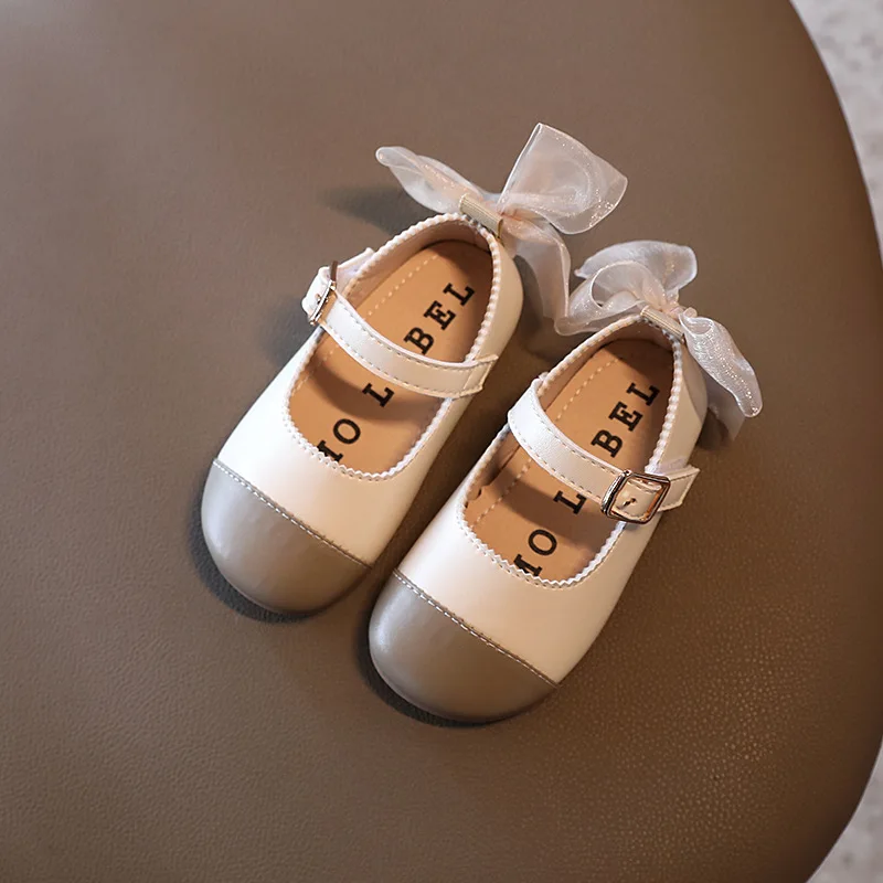 Girls Shoes Back Bow Princess Kids Mixed Colors Mary Janes Baby Children Leather Dance White Shallow Toddlers |
