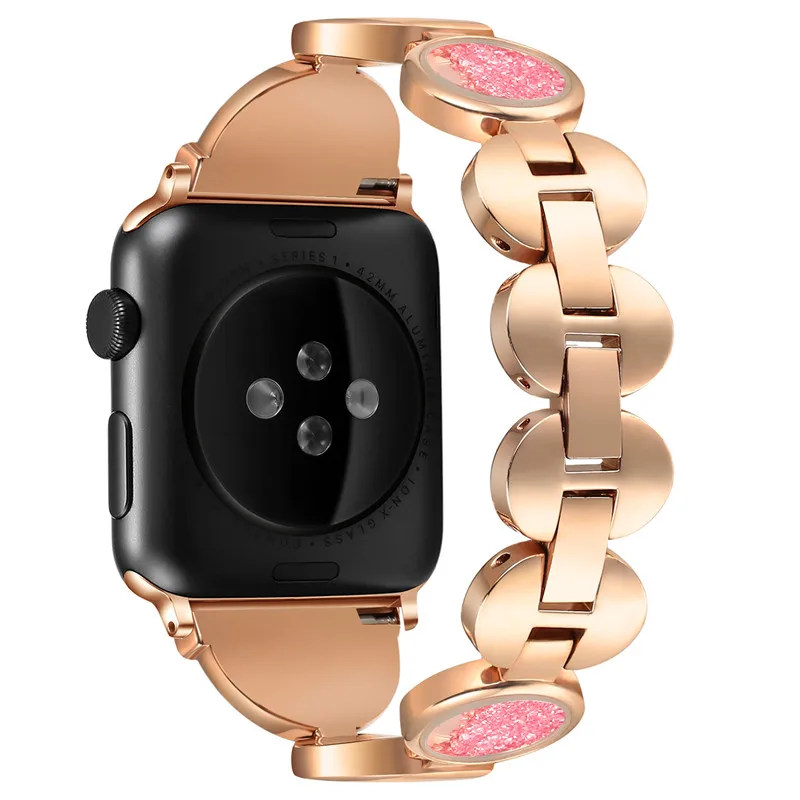 

Ремешок стразы из нержавеющей стали для Apple Watch Band 44 мм 40 мм, металлический браслет для iWatch Series 4/3/2/1 38 мм 42 мм
