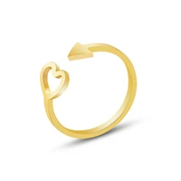 europe and americainscool style simple arrow heart shaped opening adjustable ring titanium steel plated18kreal gold braceleta281
