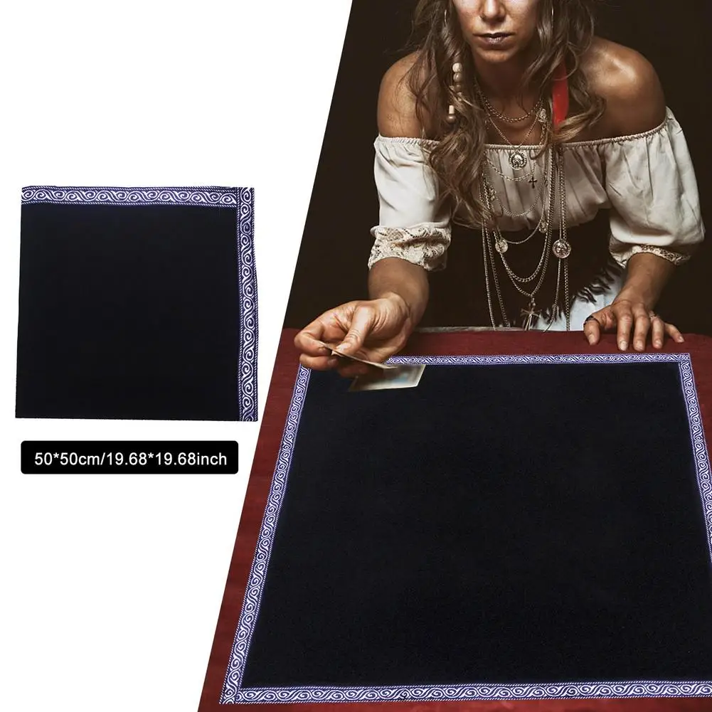 

Altar Tarot Table Cloth Divination Protective Tablecloth Multiple Functions Black Thick Velvet Special Tablecloth 50x 50cm