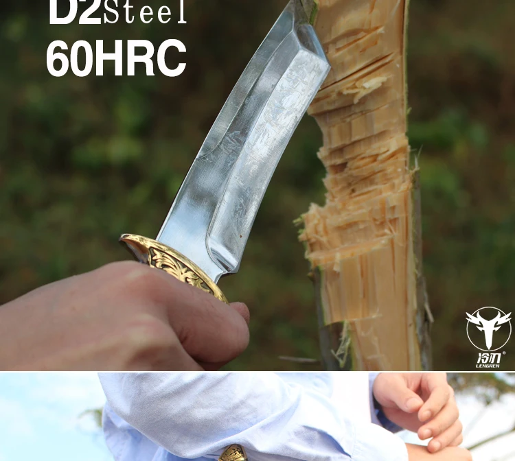 LENGREN D2 стальной японский зеркальный нож, 59-60hrc вакуумная термообработка острые походные охотничьи ножи серии(самурайский стиль