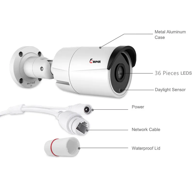 Хранитель H.265 1080P 2MP Пуля IP Камера Открытый безопасности CCTV Камера 12V или 48V PoE опционально P2P Обнаружение движения ONVIF