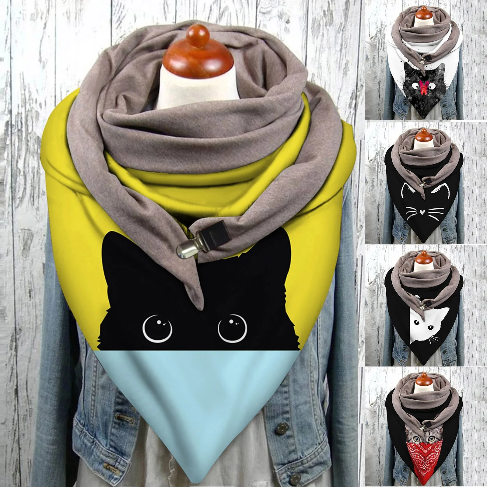 

In Stocks Fashion Winter Warm Scarves Shawls Women Scarf Soild Dot Printing Button Soft Wrap Casual Warm Scarves Shawls Scarf