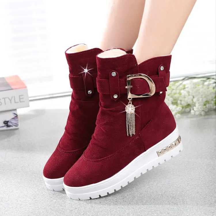 

Suede Leather Women's Snow Boots Non-slip Women Winter Ankle Boots 2018 Plush Warm Zipper Casual Woman Shoes 412