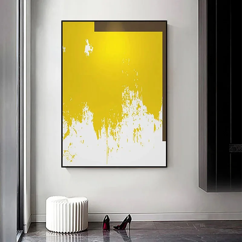 

Новая картина маслом без рамки ручная роспись современная простая желтая белая абстрактная на холсте настенные картины украшение комнаты ...
