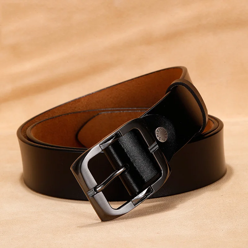 

High Quality Genuine Leather Belt Men Business Casual Pin Buckle Cowskin Split Leather Wasit Belt 110-130cm Luxury Brand Belts