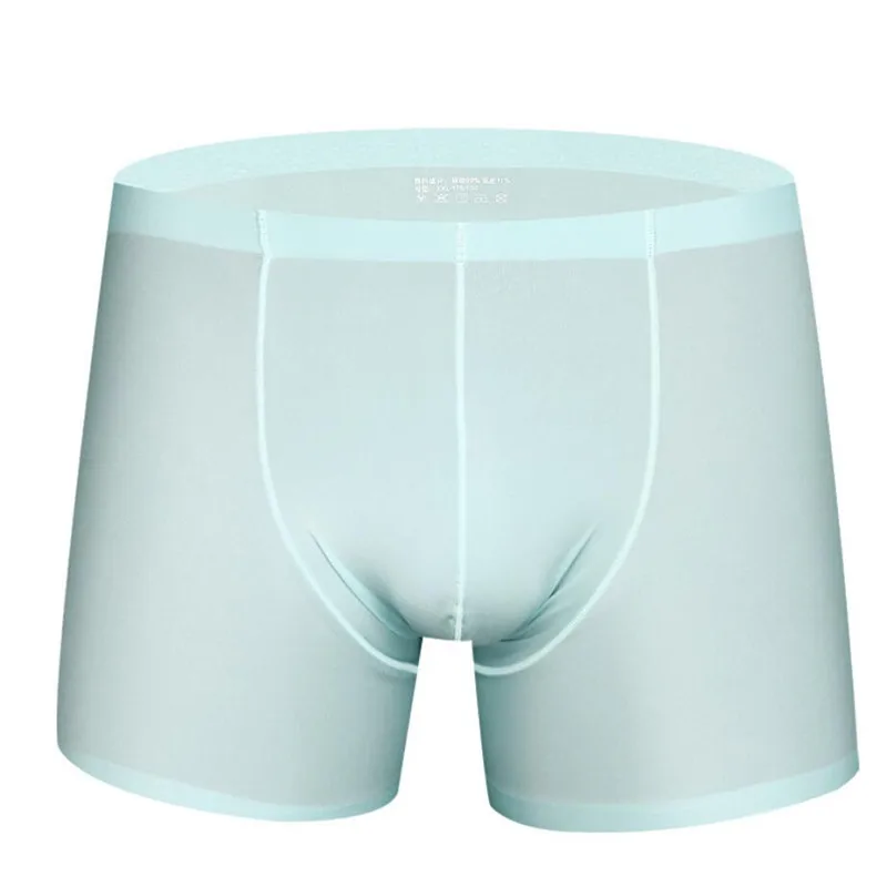 Green Boxer Хит, мужские шелковые Дышащие Боксеры, мужские повседневные Мягкие спортивные боксеры, модное нижнее белье для мужчин, 9 цветов размера плюс XL-3XL - Цвет: Green Boxer