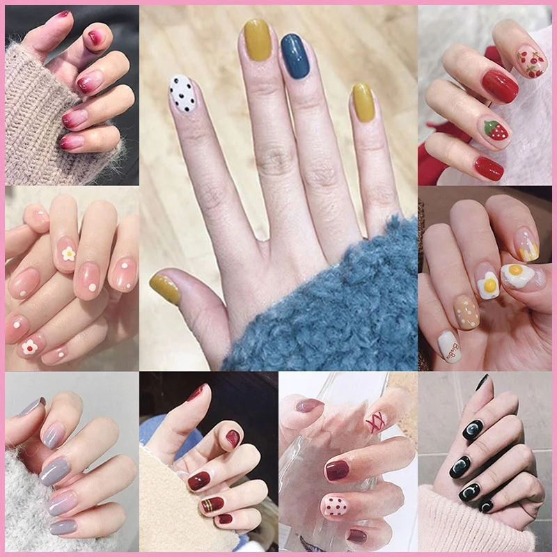 

24pcs Daisy Petal Pattern False Nail Wearable Fake Nail Tips Summer Style Waterproof Removable Fake Fingers Comes with Nail Glue