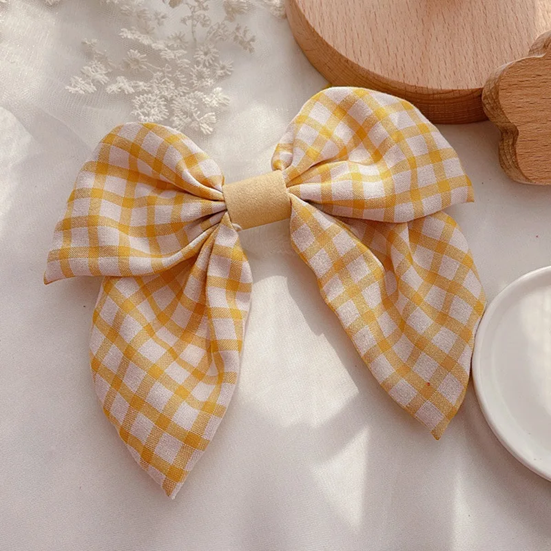 

Girls' Fresh College Style Big Bow Hairpin Four Seasons Fashion Plaid Barrettes Bow Decoration Headband