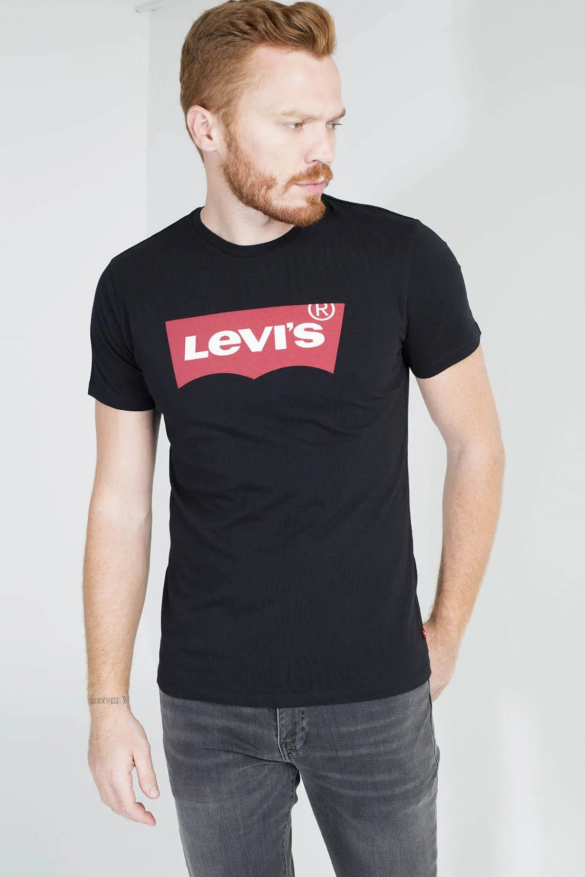 Леви печатных круглый вырез горловины 100 хлопковая футболка для мужчин модные