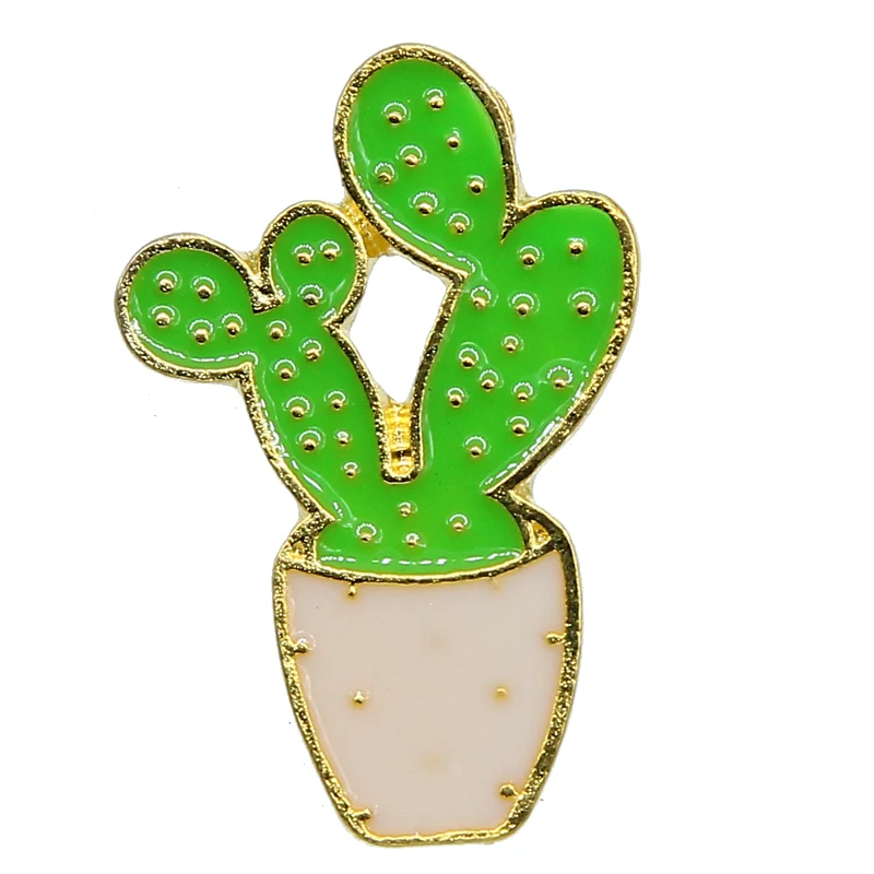 Модные Мультяшные Броши кактус милые мини растения горшок эмаль для женщин