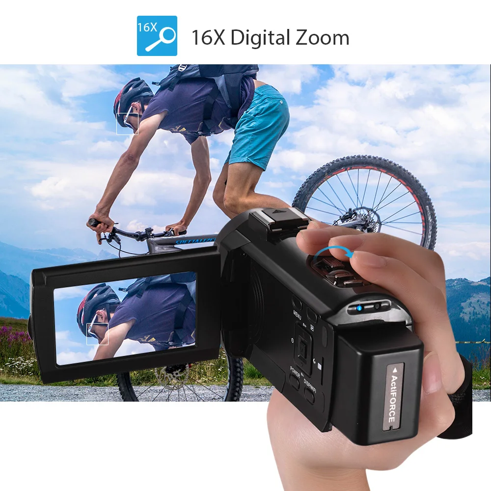 Портативная Цифровая видеокамера Andoer 4K HD DV 16X цифровой зум 3-дюймовый сенсорный