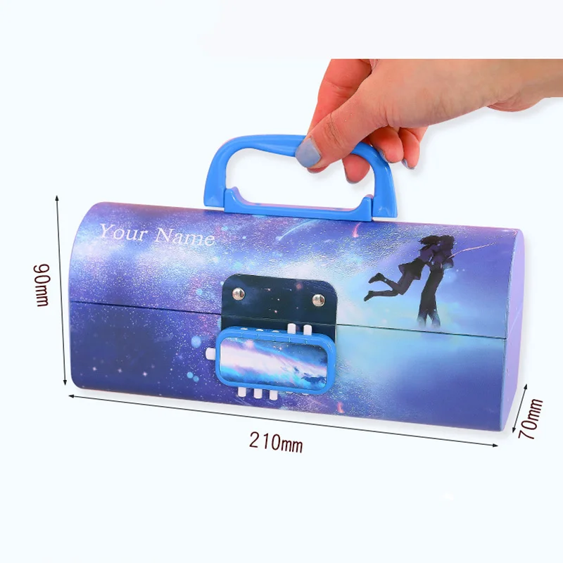 

2021 New Creative Pencil Case Multifunction with Password Lock Large Capacity Pencil Case Boy Girl School Stationery Portable