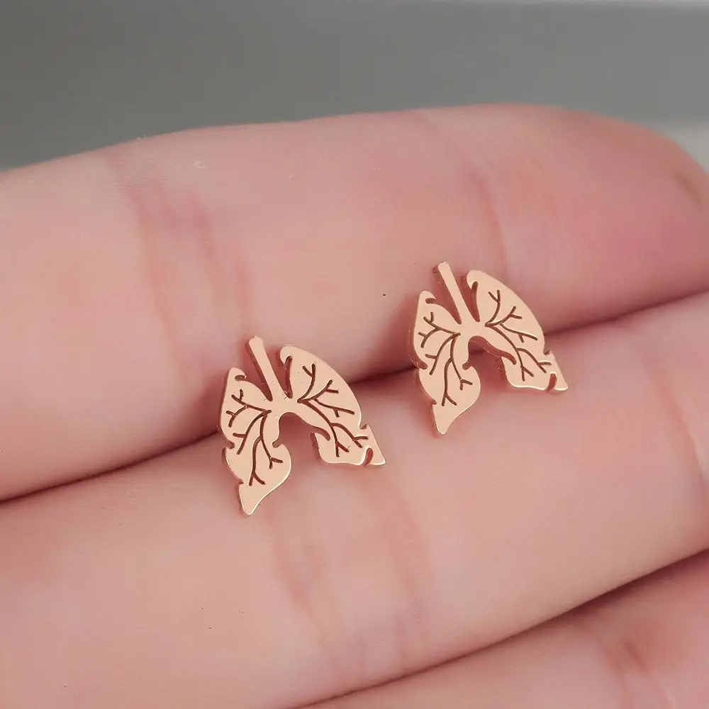 Чандлер из нержавеющей стали крошечные человеческие легкие серьги панк хип-хоп