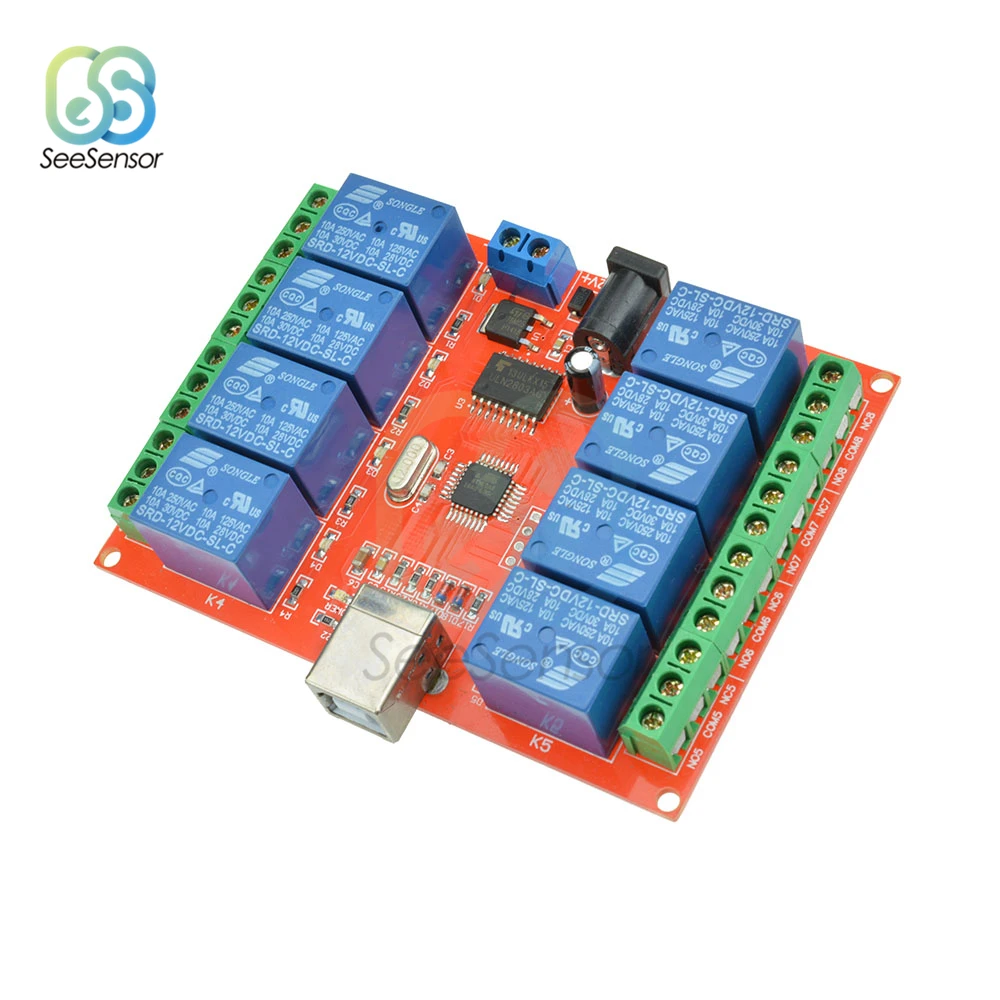 12V 8 канальный релейный модуль USB Программируемый компьютерный переключатель