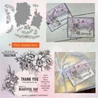 flower english metal cutting dies and stamps for diy dies scrapbook clear stamps photo album paper card decoration cut die craft