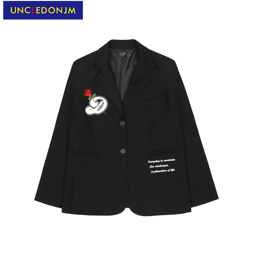 

Блейзер UNCLEDONJM с вышивкой в виде роз для мужчин, мужская одежда в готическом стиле, модный костюм, мужской блейзер на осень и зиму для мужчин