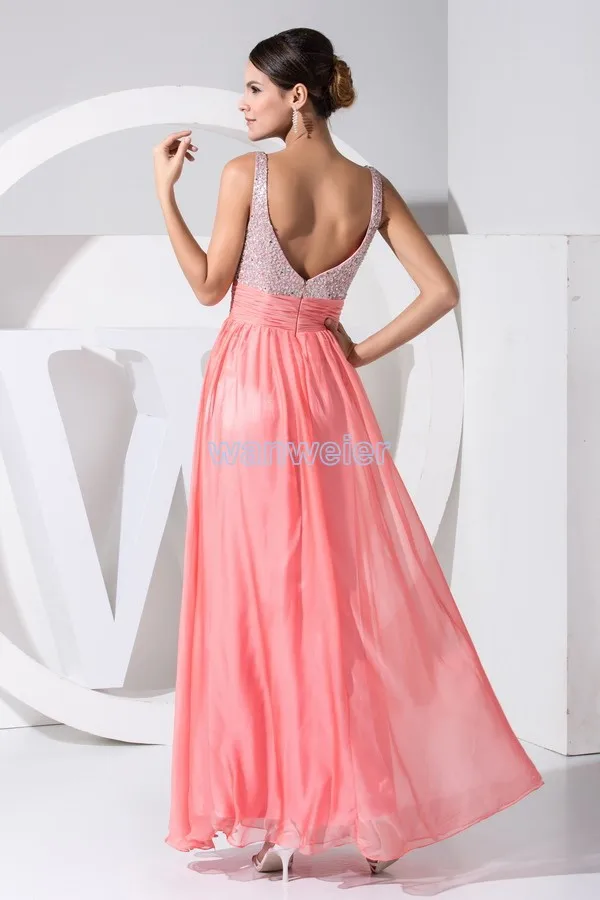 

free shipping party prom dresses 2015 evening formal gown A-line chiffon custom beading sequined special occasion dresses