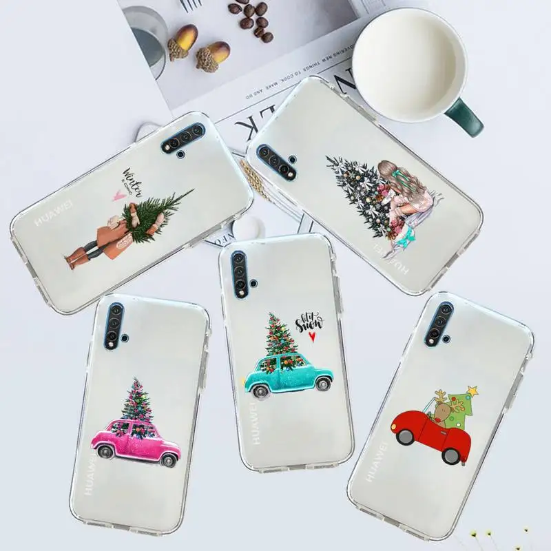 

New Year Merry Christmas Elk Phone Case Transparent for Huawei honor P mate Y 20 30 40 10 8 5 6 7 9 i x c pro lite prime smart