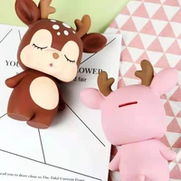 cartoon deer shaped money boxes creative resin coin piggy bank saving box bedroom tabletop decoration figurines gift accessories