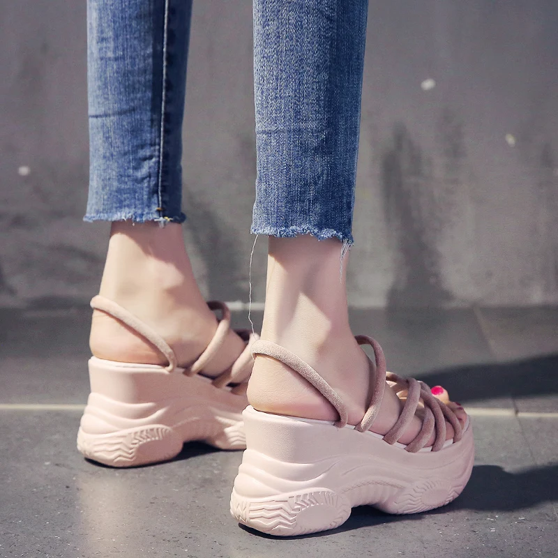 

Female Sandal All-Match Two Weare Increasing Height Fashion Womens Shoes 2021 High Heels Clogs Wedge Espadrilles Platform Breath