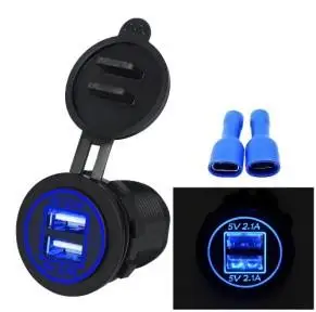 

Modification Car Motorcycle Usb Charger Dual USB Single Led Aperture Waterproof 4.2A Charger Socket 12V-24V Car Chargers