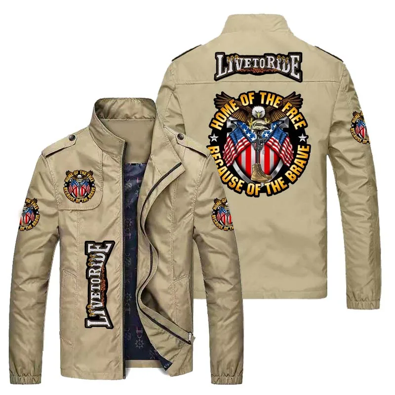 2021 new Eagle and American flag printed jacket men's fashion brand slim coat boutique locomotive style outdoor sportswear | Мужская