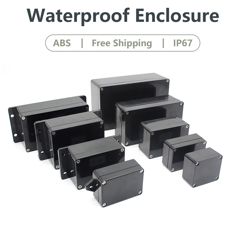 Black Box Outdoor Waterproof Case Plastic Box Electronic Project Case Instrument Waterproof Junction Box Housing