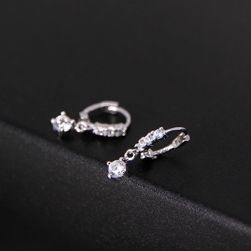 

Korean 925 Sterling Silver Temperament Earrings Shiny Zircon Pendant Circular Earrings ,Simple Student Gifts, Girl Party Jewelry