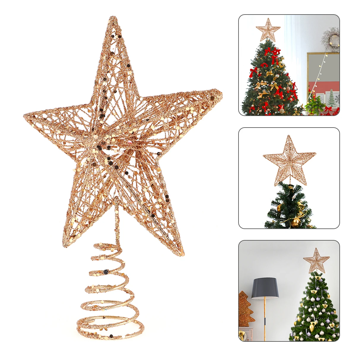 

1Pc Exquisite Iron Art Ornament Beautiful Tree Top Star Five-point Star for Christmas Tree Decoration Home Decorations