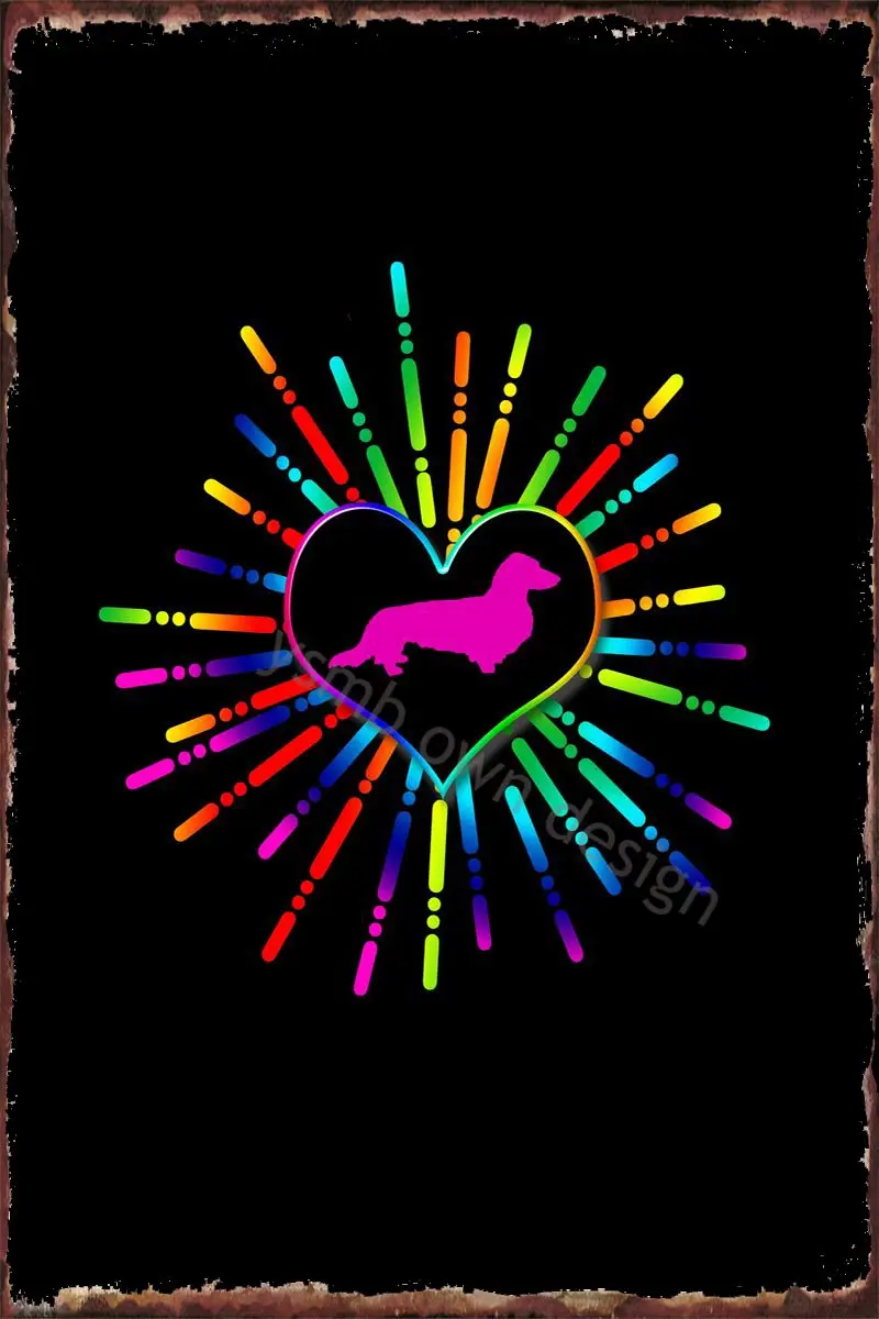 

Радужная цветная такса, ретро винтажная металлическая вывеска, Жестяная Табличка, Оловянная табличка, Настенный декор для творчества, кафе,...