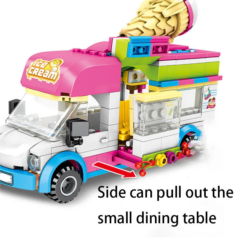 

Sembo City Series Street View Building Blocks set Ice Cream Car Creative Colorful Educational toy for kids birthday gift 264pcs