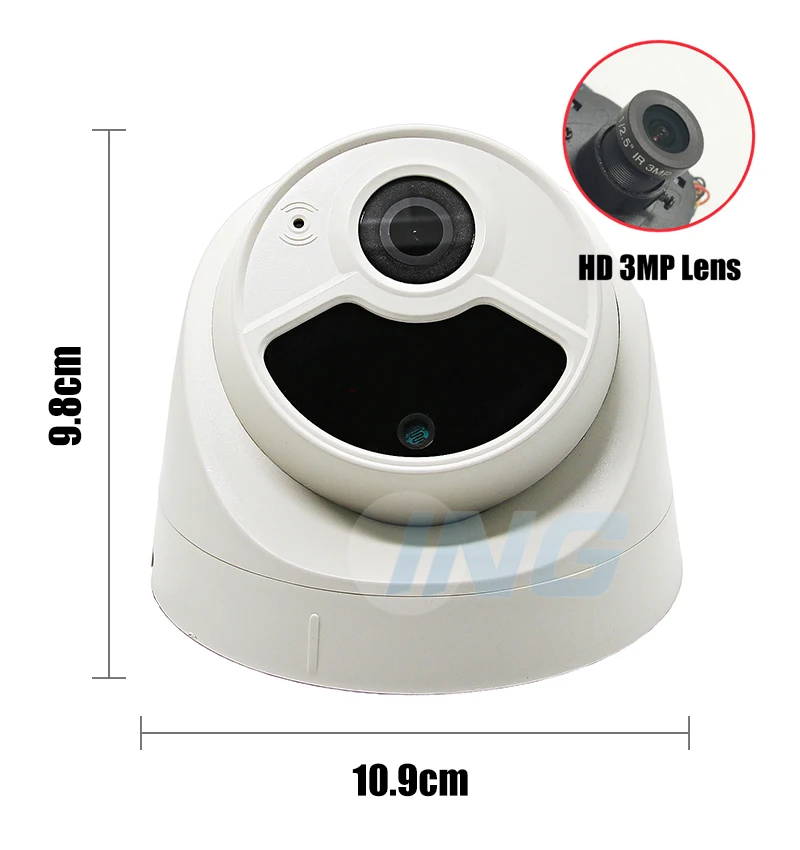 Домашняя ip камера HD H.265 3 Мп 1296P/1080P 2 светодиодных блока инфракрасная ночного