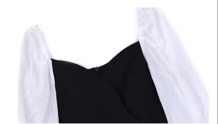 

Women Dress Plus Size Spring Fashion Elegant V-neck A-line Knee-length Button Sashes Decoration Splicing Long Flare Sleeve 2021