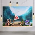 Детский полинезийский фон для фотосъемки с изображением принцессы для первого дня рождения девочки баннер Моана для студийной съемки