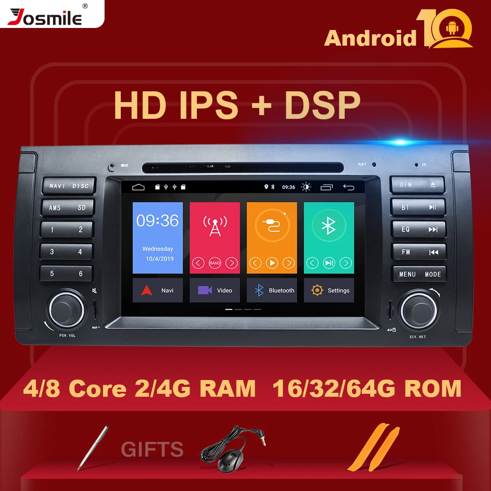 4 ГБ 64 1Din Android 10 телефон для BMW 5 серии/X5 E39 мультимедийный DVD навигатор стерео IPS DSP Wi