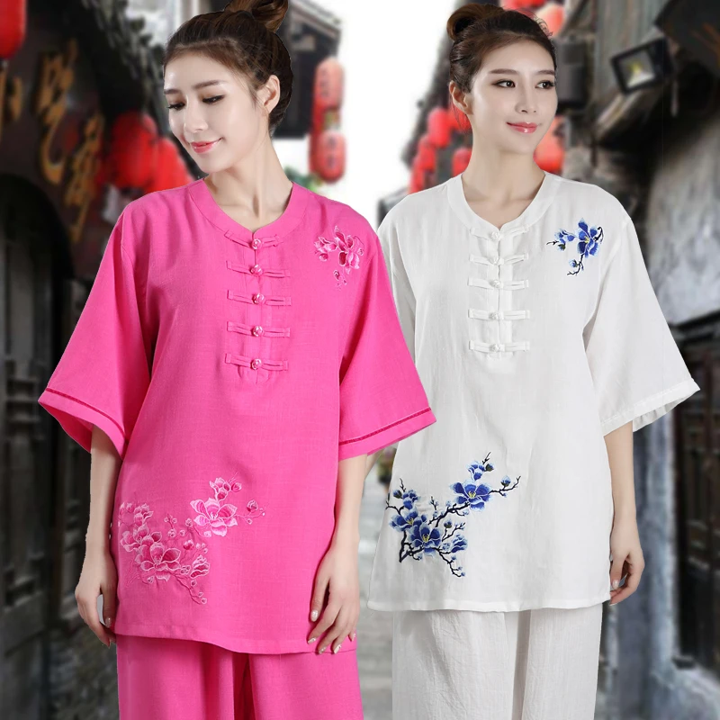 Одежда Wushu для женщин и мужчин униформа боевых искусств с вышивкой кунг-фу летняя