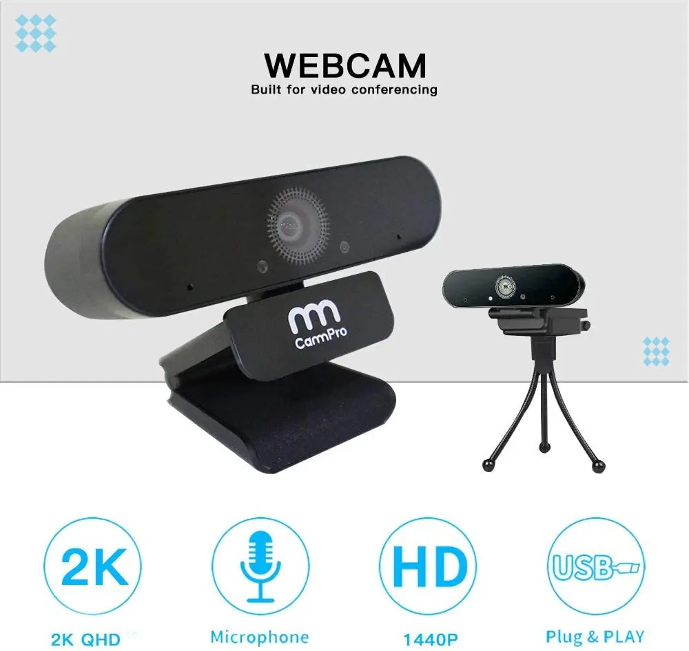 CammPro UHD 1440P веб камера с микрофоном Plug & Play 2K зарядное устройство внешний USB Камера