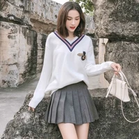 2020 fallwinter womens sweater long sleeve v neck wearing students korean version of loose embroidery pullover sweater