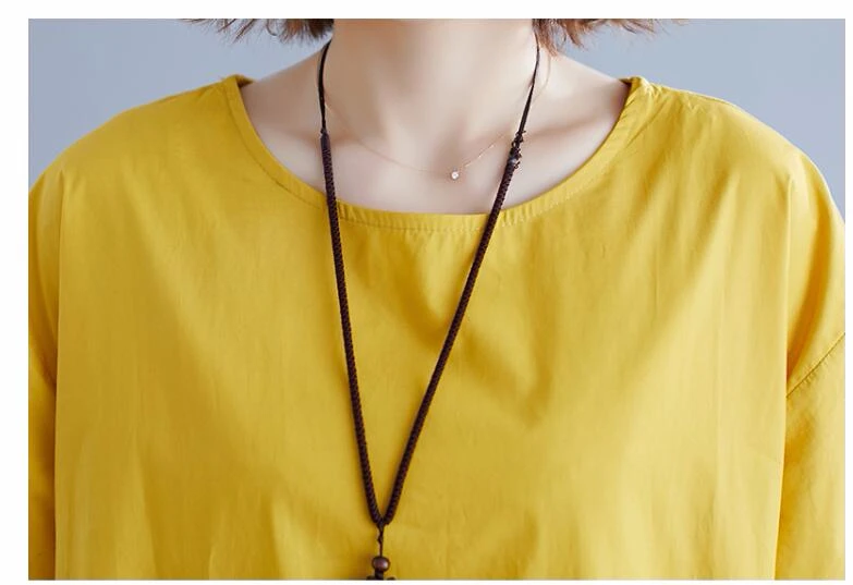 Женское Хлопковое платье-трапеция свободного покроя с короткими рукавами