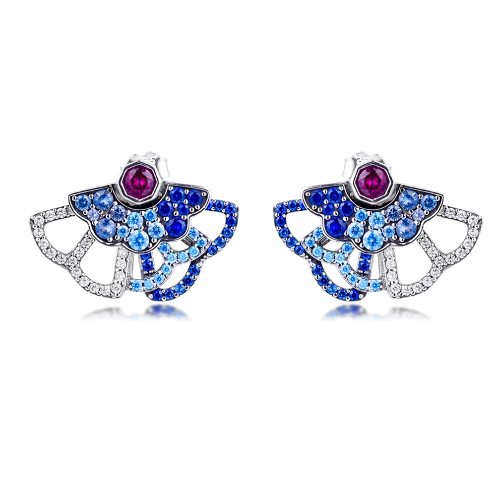 

Женские серьги-гвоздики из стерлингового серебра 925 пробы с розовым веером, вечерние свадебные украшения, новинка 2020