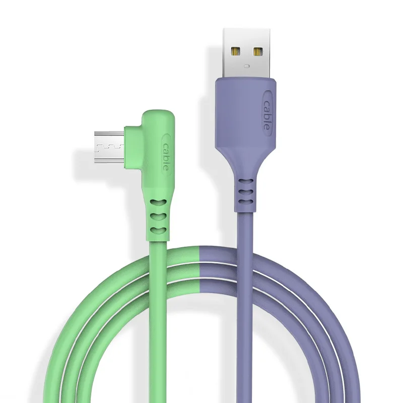 Suhach 5A жидкий силикон 90 градусов микро USB кабель для быстрой зарядки зарядный Samsung