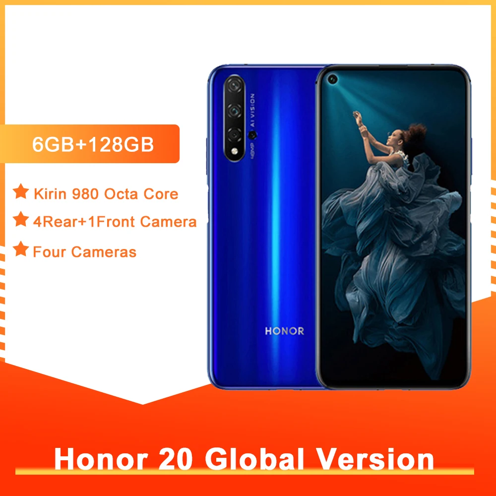 Оригинальный смартфон Huawei Honor 20 6 ГБ ОЗУ 128 Гб ПЗУ Восьмиядерный процессор Kirin 980