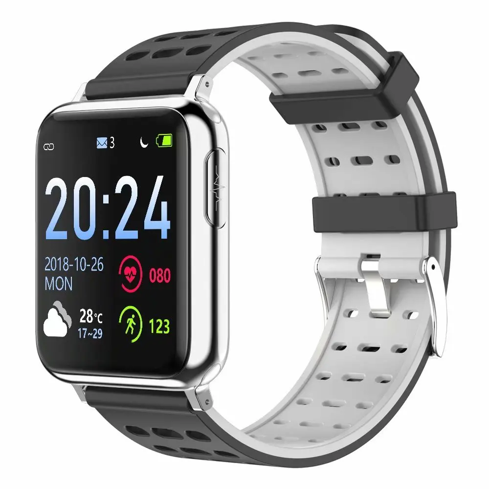 Silver Gray Silica ECG PPG SPO2 Smart Watch with Electrocardiograph ECG Display Heart Rate Blood Pressure Monitor Waterproof Smartwatch Men Women - Цвет: Silver Gray Silica