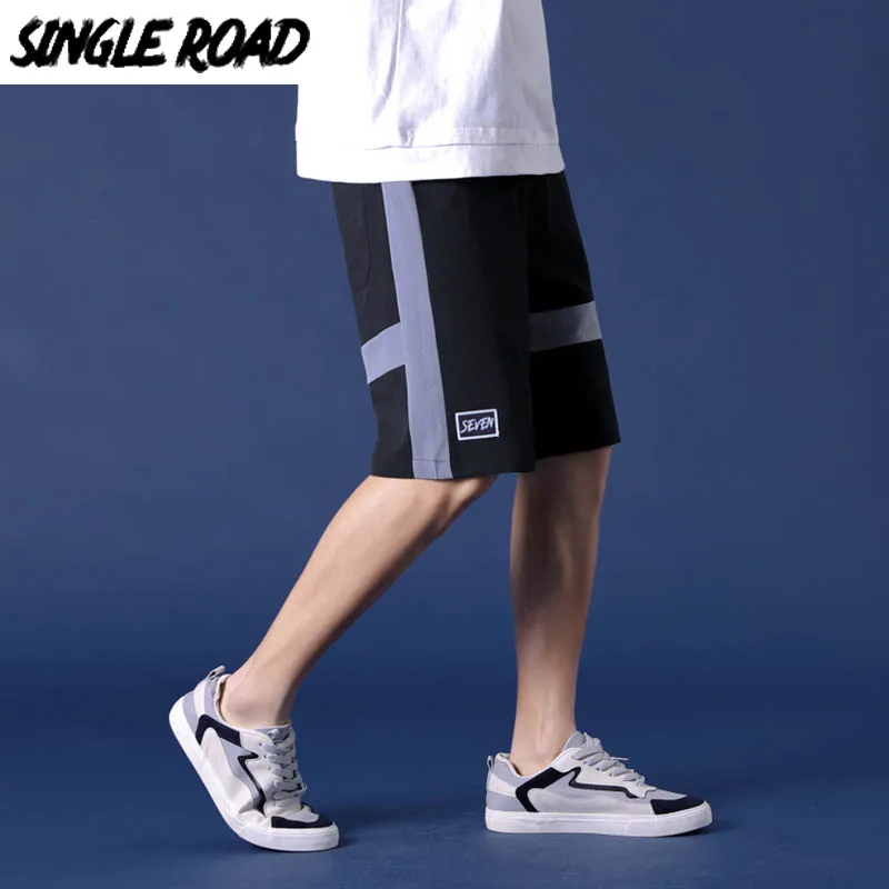 Мужские шорты в стиле пэчворк SingleRoad Японская уличная одежда хип хоп Летние