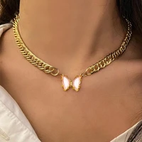 huatang boho butterfly clavicle chain necklace for women gold color alloy metal adjustable choker party jewelry collar 18703