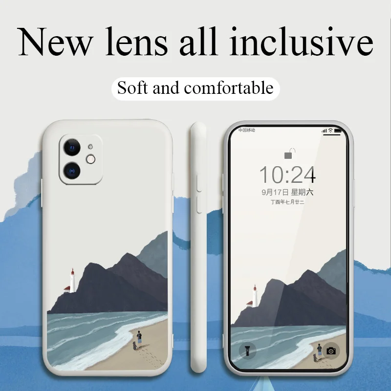 

Beach Footprint Phone Case For iPhone 12 Pro Max 11 X XS XR XSMAX SE2020 8 8Plus 7 7Plus 6 6S Plus Liquid Silicone Cover